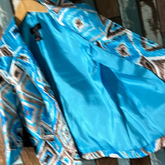 Investments Petites 4P blue shiny 3/4 blazer jacket - Picture 8 of 16